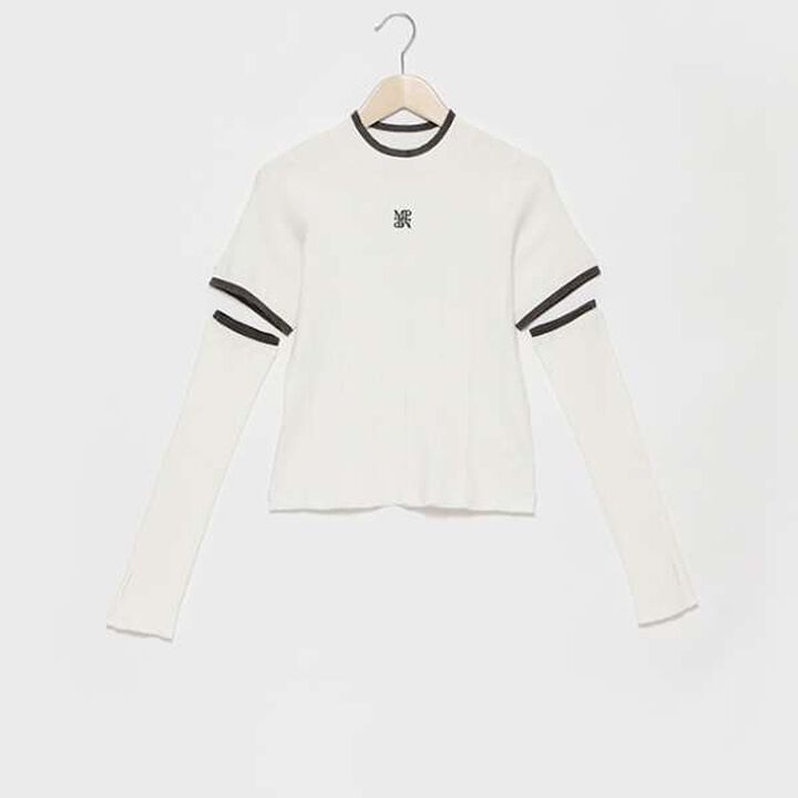 Short-Sleeve Knit with Arm Warmers,Off white, medium image number 5