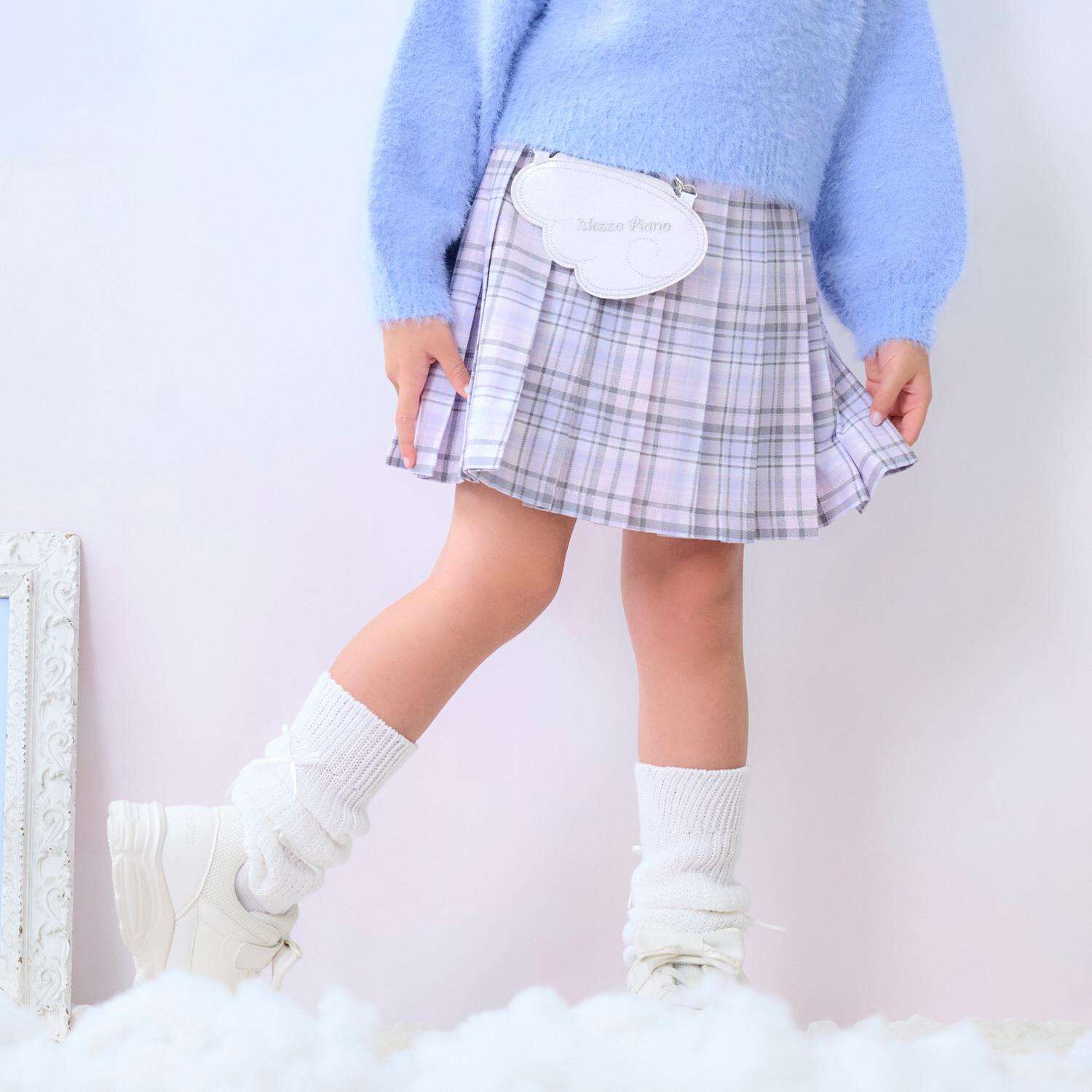 Angel Pouch Checkered Denim Pleated Skirt-Pants | Narumiya