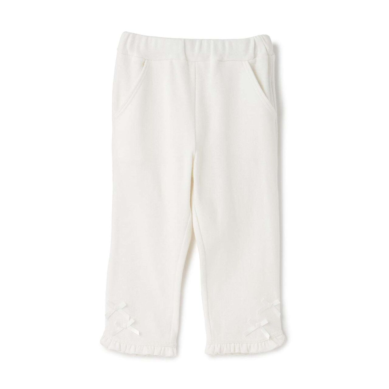 [Tomo Pants] Stain Resistant UV Cool Touch Round-Hem Frill 3/4 Capri Pants for Girls,Salmon pink, large image number 1