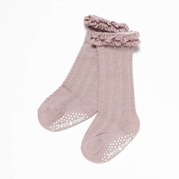 Float Cotton Lace High Socks,Ivory, medium image number 7