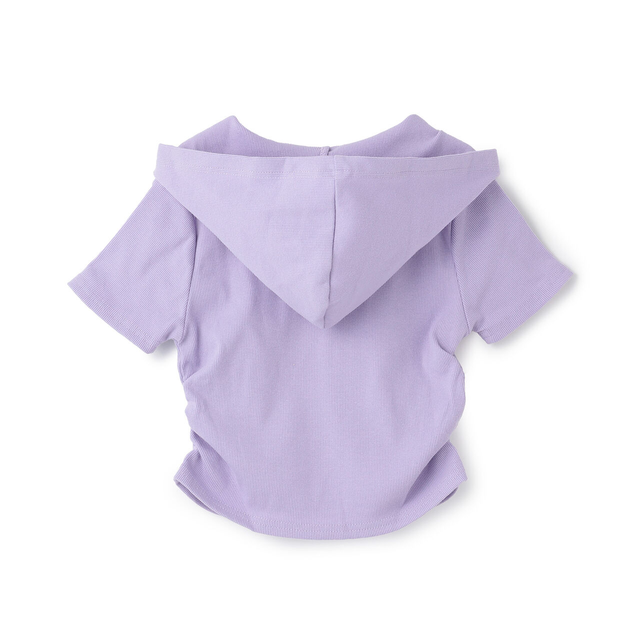Ribbed Fabric Faux Layered Short-Sleeve Hoodie,Lavender, large image number 6