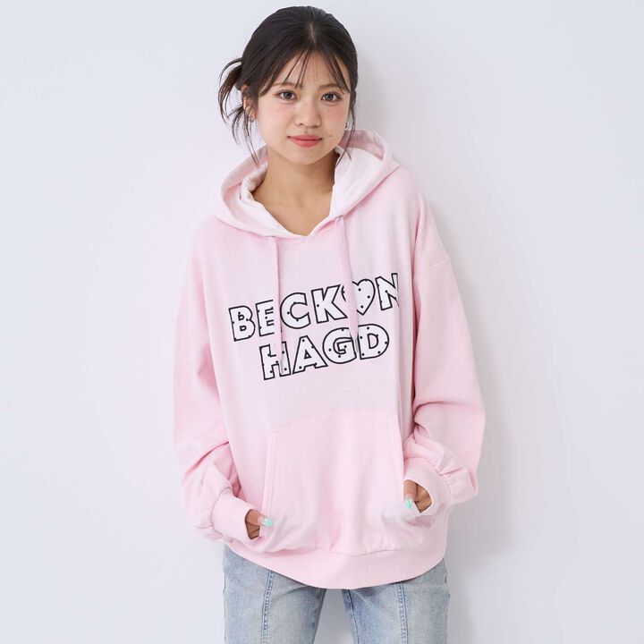 [100% Cotton] Patterned Logo Appliqu&eacute; Hoodie,Off white, medium image number 6